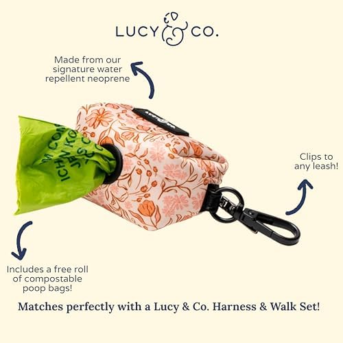 Lucy & Co. Woodland Wildflowers Dog Poop Bag Holder and Dispenser, Clips to Leash, Water-Repellent Neoprene, Includes Refill Roll - Image 3