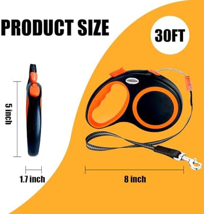 Retractable Dog Leash Automatic Telescopic Tractor Dog Tape, 30 FT Dog Walking Leash for Medium Large Dogs up to 77 lbs with Non-Slip Handle,Night Reflection,Heavy Duty No Tangle - Image 2