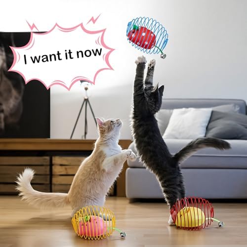 Jecery 5 Pcs Cat Toys Spring,Fruit Mouse,Multicolor - Image 5