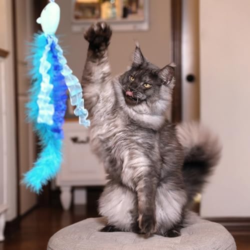Quirky Kitty Nifty Narwhal Feather Wand and String Teaser Cat Toy, Catnip - Image 5