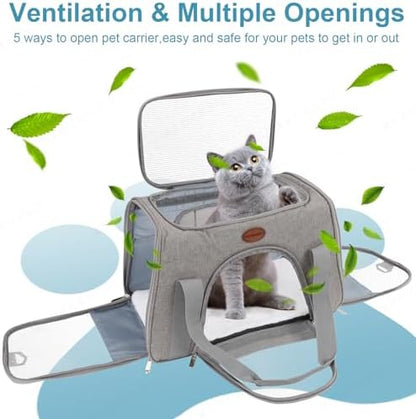 Cat Carrier Dog Carrier Pet Carriers for Medium Small Cats Dogs Puppies up to 25 Lbs,TSA Airline Approved Small Dog Cat Carriers Soft Sided,Collapsible Travel Puppy Carrier (Grey, Large) - Image 6