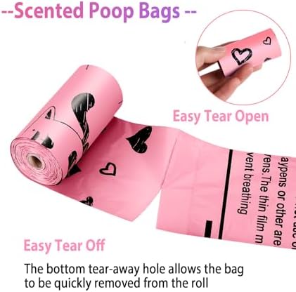 Pink Dog Poop Bags Rolls with Dispenser Leak Proof 540 Count Unscented - Image 3