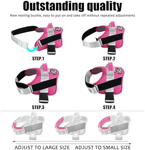 Dog Harness, No-Pull Reflective Dog Vest, Breathable Adjustable Pet Harness with Handle for Outdoor Walking - No More Pulling, Tugging or Choking (Fuchsia, Small (Pack of 1)) - Image 3