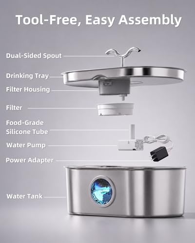 8L/270oz/2Gallon Stainless Steel Dog Water Fountain Pet Fountain - Image 6