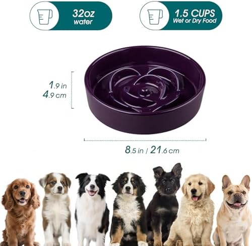 vancasso Slow Feeder Dog Bowl, 1.5 Cup Ceramic Medium Puzzle Dog Food Dish - Image 2