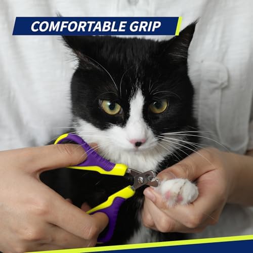 WePet Pet Nail Clippers U07.1, Professional Claw Trimmer, Bended Scissor Special for Cats, Kittens, Dogs, Puppies, Small Animals, Yellow/Purple - Image 5