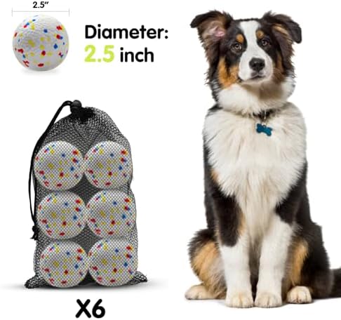 MEKAPLE Dog Balls 2.5 Inch, Indestructible Dogs Tennis Balls 6 Pack for Aggressive Chewers, Durable Bouncy Floating Interactive Dog Toys for Large and Medium Dogs, Packed in Mesh Bag (ETPU Material) - Image 2