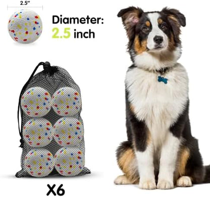 MEKAPLE Dog Balls 2.5 Inch, Indestructible Dogs Tennis Balls 6 Pack for Aggressive Chewers, Durable Bouncy Floating Interactive Dog Toys for Large and Medium Dogs, Packed in Mesh Bag (ETPU Material) - Image 2