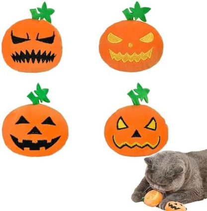 Halloween Cat Toys, Pumpkin Squeak Toys for Cats Dogs Indoor, 4Pcs by Petta