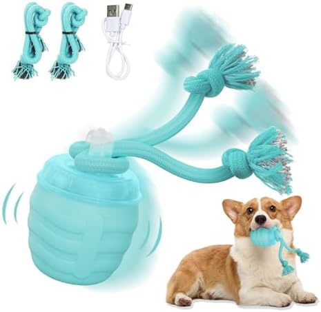Interactive Dog Toy, [Newly Upgraded] Motion Activated Rolling Squeaky Ball for Medium/Large Dogs, Automatic Moving Dogs Ball for Boredom, USB Rechargeable(Cyan) by Huimpet
