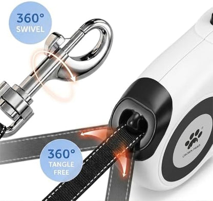 16 ft Retractable Dog Leash for Extra Large Dogs up to 130 lbs,Tangle-Free Nylon Tape,White Dan24 XL - Image 4