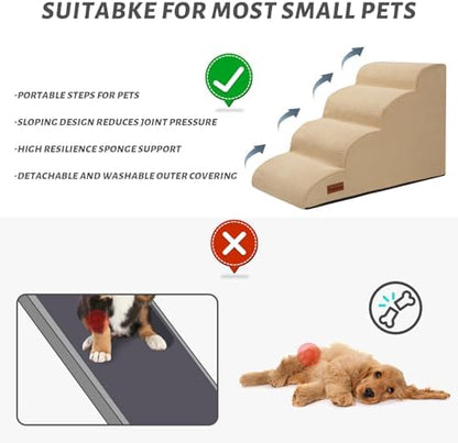 Aodisman Dog Steps for Bed or Couch,4-Step Pet Stairs Ramp for Small Dogs - Image 3