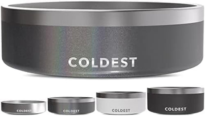Coldest Dog Bowl - Anti Rust Metal, Non Slip, 3 Layers Insulated Stainless Steel Dog Bowls - Spill Proof & Heavy Duty - Water Bowl for Dogs, Cats & Pets, Dish Washer Safe (42 oz, Stardust Glitter) by Coldest