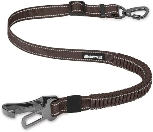 Joytale 3-in-1 Bungee Dog Seat Belt for Car, Medium and Large Dogs, Brown by Joytale