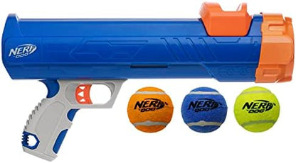 Nerf Dog Compact Tennis Ball Blaster Dog Toy, Great for Fetch, Hands-Free Reload, Launches up to 50 ft, Single Unit, Includes 3 Nerf Balls & Bag, Blue/Orange, Model: 5205 - Image 5