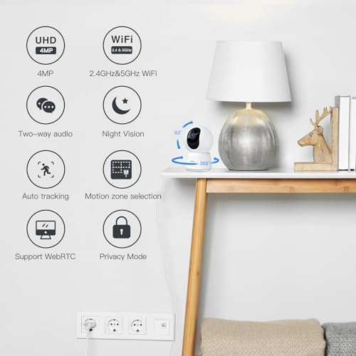 ARENTI 4MP Pet Camera P2Q 2PC, 5G WiFi 6 Indoor Security Cameras, Free App - Image 2