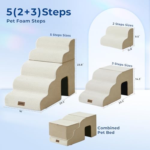 ZOMISIA Dog Ramp for Large Dogs with Tunnel, 24" H 5 Steps for High Bed - Image 3