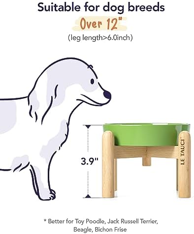 LE TAUCI Ceramic Slow Feed Dog Bowls, Elevated for Small Breeds, Anti-Gulping, Non-Slip, 6 inch, Green - Image 5