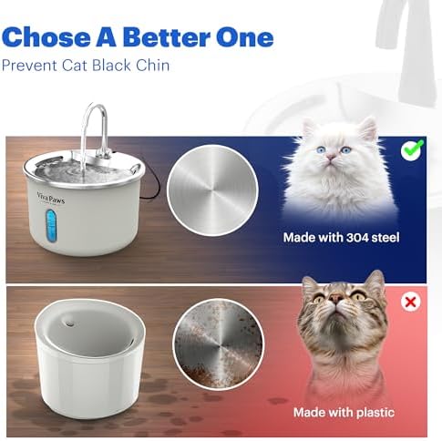 Viva Paws Cat Water Fountain Stainless Steel – Ultra-Quiet Automatic Drinking Fountain for Cats, 2.2L Indoor Pet Fountain with 4-Stage Filtration for Fresh & Clean Water - Image 4