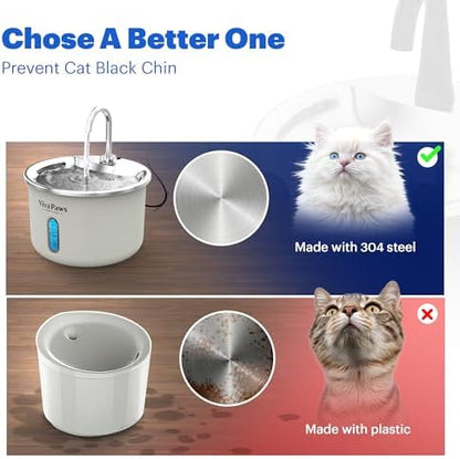 Viva Paws Cat Water Fountain Stainless Steel – Ultra-Quiet Automatic Drinking Fountain for Cats, 2.2L Indoor Pet Fountain with 4-Stage Filtration for Fresh & Clean Water - Image 4