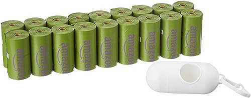 Amazon Basics Premium Leak Proof Dog Poop Bags with Dispenser and Leash Clip, Lavender Scented, 13" x 9", 270 Count (18 Rolls of 15) by AmazonBasics