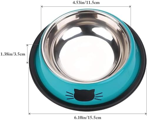 SUOXU Cat Bowls,Stainless Steel Cat Water Food Bowl,Puppy Feeding Bowl,Set of 3 Shallow Pet Bowl Rubber Base Non Slip Small Dogs Feeder Bowls - Image 5