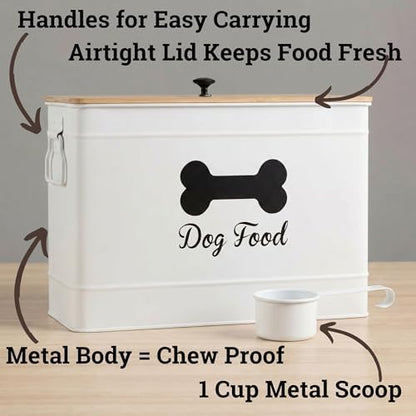 Metal Dog Food Container 15-20 lbs w/ Airtight Bamboo Lid, 70 Cup Capacity - Image 2
