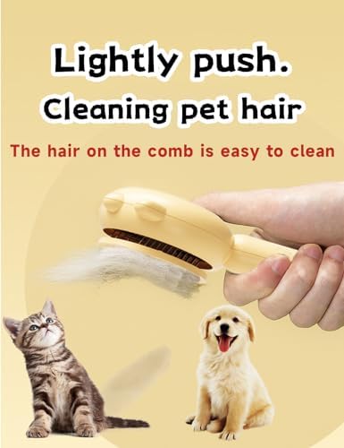 MRSXXNTY Cat Brush,Dog Brush, Pet Hair Cleaner Brush,Pet Grooming Cat Dog Brush,Pet Comb-Cat Comb for Kitten Massage Removes Loose Fur-Cat Grooming Brush Long Short Hair Cats Dogs Pet Brush (Yellow) - Image 2