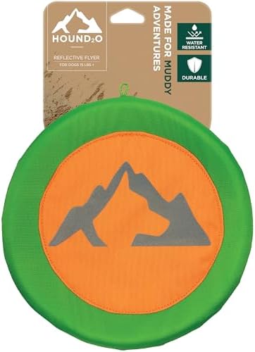 Hound2O Reflective Flyer - Dog Frisbee Fetch Toy - Orange Outdoor Toy by Playology