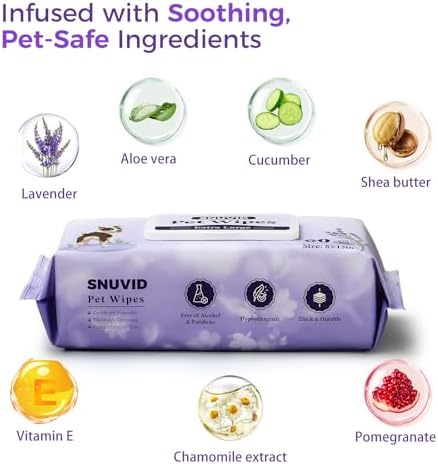 Extra Large 8“ x 13" Dog Wipes, Hypoallergenic, Lavender Scented, Plant-Based Grooming Wipes for Deodorizing & Hydrating Paws, Body, Butt, Ears & Coat - 360 Count - Image 3