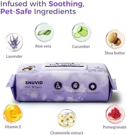 Extra Large 8“ x 13" Dog Wipes, Hypoallergenic, Lavender Scented, Plant-Based Grooming Wipes for Deodorizing & Hydrating Paws, Body, Butt, Ears & Coat - 360 Count - Image 3