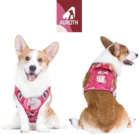 Auroth Tactical Pet Harness for Small Medium Large Dogs No Pull Adjustable, Reflective K9 Working Training Easy Control Vest Military Service Dog, Medium, Pink Camo - Image 2