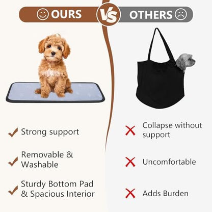 Dog Purse Carrier for Small Dogs, Cats, and Puppies – Soft-Sided Travel Pet Tote Bag with 4 Large Pockets, Foldable, Lightweight, Fits Pets up to 15 lbs, for Travel, Outings (Dark Blue) - Image 6