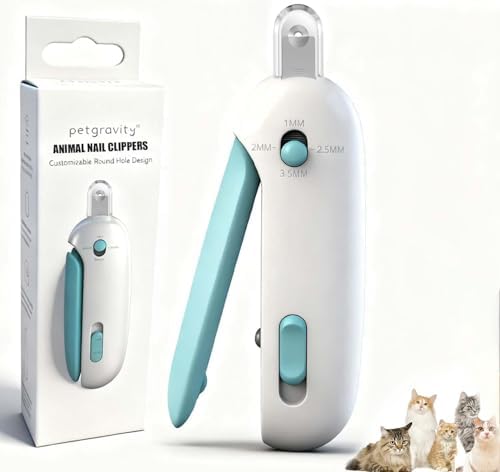 Cat Nail Clipper, Cat Nail Trimmer with Adjustable 3-Size Trimming Hole & Hidden Nail File, Anti-Splash Claw Cutter with Debris Catcher for Kittens, Adjustable Aperture Pet Blue Nail Clippers by HIGHQUALITYPRODUCT