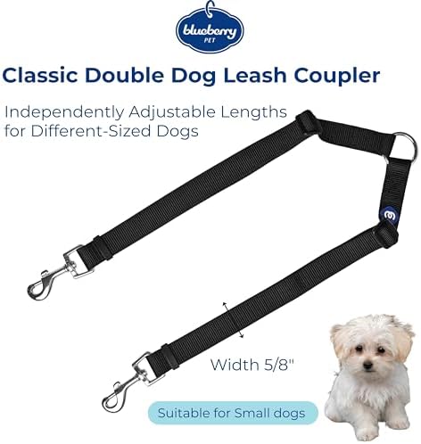 Blueberry Pet Essentials Durable Classic Double Dog Leash Coupler, Black, Small, Dual Walking & Training Leashes for Two Dogs - Image 3