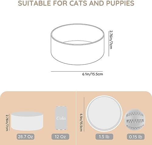 SPUNKYJUNKY 28.7OZ Ceramic Dog and Cat Bowl, Modern Cute Weighted Food Water Bowl for Replacement White (1 Pack) - Image 2