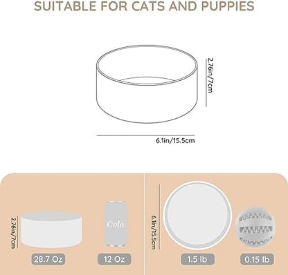 SPUNKYJUNKY 28.7OZ Ceramic Dog and Cat Bowl, Modern Cute Weighted Food Water Bowl for Replacement White (1 Pack) - Image 2