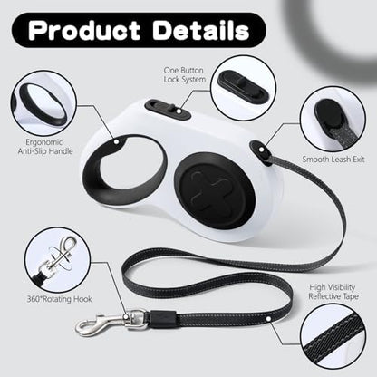 Retractable Dog Leash 9.84/16.4 ft, Tangle-Free One-Handed Brake - Image 3