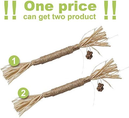 PAZ'S GIFT Catnip Toy Cat Toys Catnip Toy cat chew Toy cat Kicking silvervine Stick Teeth Cleaning Cute Kitten Teething Indoor Interactivecat Dental Care Matatabi (Raffia 2pcs) - Image 2