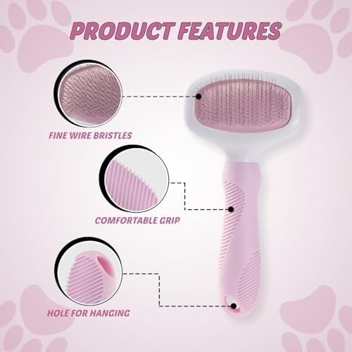 Pink Deshedding Slicker Brush for Long and Short Hair Dogs - Image 3