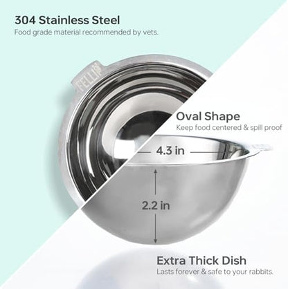Felli Oblik 15° Tilted Small Animal Bowls for Pet Food & Water 6 oz Stainless Steel Dish Removable, Slanted Metal Plate Feeder for Kitten Puppy Rabbit Bunny Guinchilla Pig (0.75 Cups, Classic) - Image 3