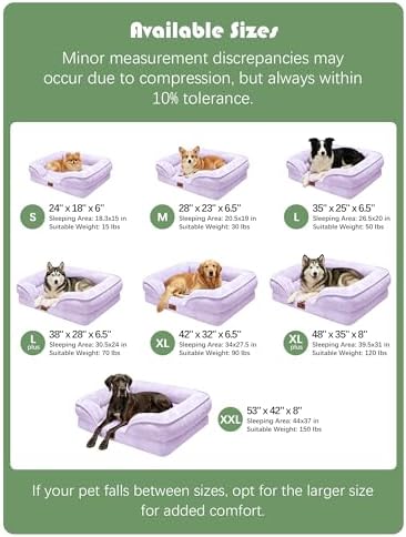 Spotted Play Orthopedic Dog Bed with Sides - Sofa Beds for Medium Dogs, Supportive Foam Pet Couch Bed with Washable Removable Cover, Waterproof Lining and Non-Slip Bottom, Purple - M - Image 7