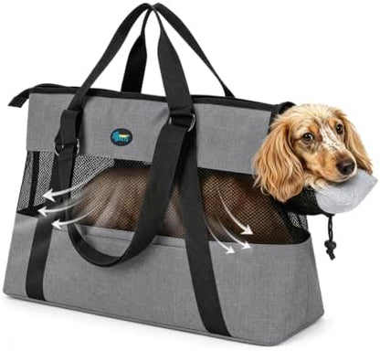 Ownpets XL Cat Dog Purse Carrier, Grey Breathable Mesh, Fits 20lbs by Ownpets