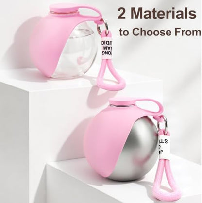 Spherical Portable Dog Water Bottle - Leak-Proof Travel Water Bowl for Pets, BPA-Free Plastic & Food-Grade Stainless Steel, Lightweight for Walking, Hiking, Outdoor (Transparent - Plastic) - Image 7