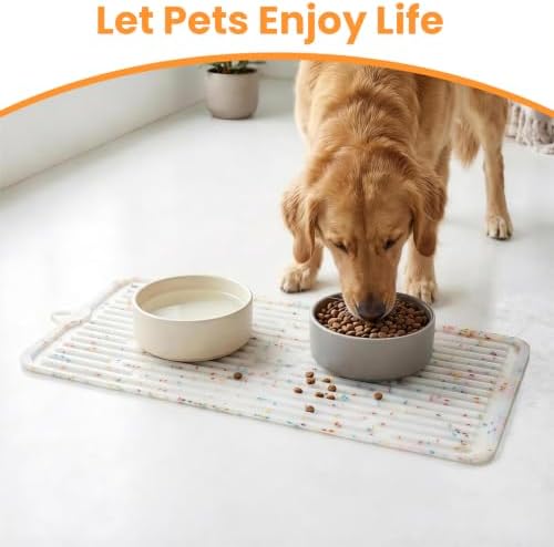 Ptlom Pet Placemat for Dog and Cat, Anti-Slip Waterproof Dogs Feeding Mat Prevent Food and Water Overflow, Bowl Mats Suitable for Medium and Small Pets, Donut, Silicone - Image 3