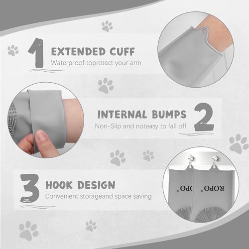 ROPO silicone gloves for pet grooming, multi-functional gloves for pet hair shedding, bathing, and massage (Grey) - Image 6