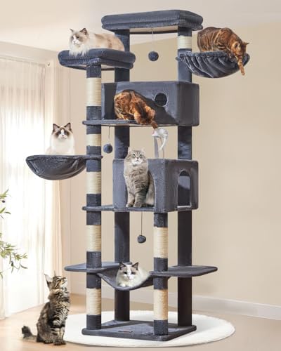 Taoqimiao 76in Cat Tree, Tall Sturdy Cat Tower for Large Indoor Cats MS046G by Taoqimiao
