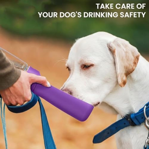 Portable Dog Water Bottle for Walking – 19oz / 12oz Foldable Pet Water Dispenser for Puppies, Medium & Large Dogs – Leak Proof Travel Water Bowl for Small Animals Dog Accessories(19OZ Purple) - Image 7