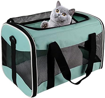 Cat Carrying Case - Pet Carrier, Up to 30Lbs Soft Sided Protable and Breathabl Pet Travel Carrier, Pet Travel Carrier Removable Fleece Pad, Collapsible for Large Cats Small Dogs(X-Large, Green) by home