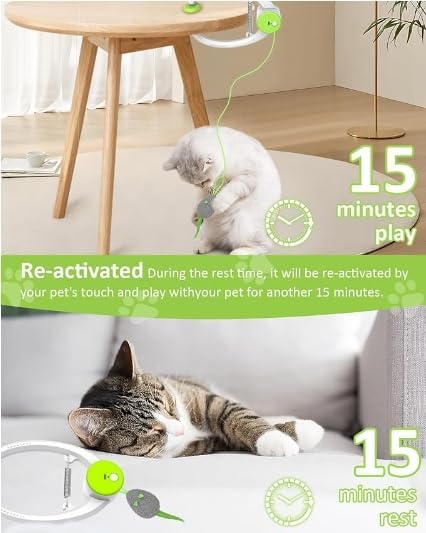 Interactive Cat Toys for Indoor Cats - Automatic Flying Bird Feather Toy Chase Exercise Enrichment Stimulation, Rechargeable Durable Safe Kitten & Adult Cat Electric Hanging Toy for Bored Cats (White) - Image 4